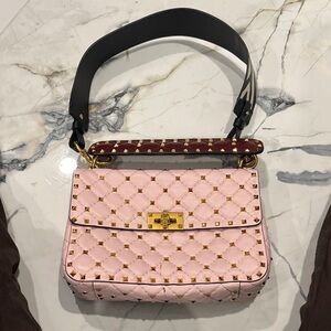 Valentino Pink and Gold Studded Shoulder Bag